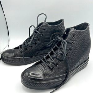 RARE Chuck Taylor All Star Lux Embossed Reptile Mid Top Sneaker Wedges sz7.5
